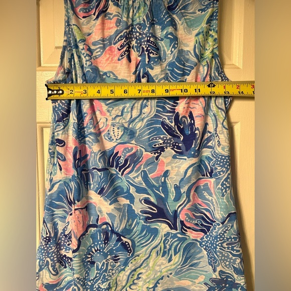 Lilly Pulitzer Essie Tank Top Saltwater Blue Size XS Beach Vacation V-Neck - Picture 6 of 7